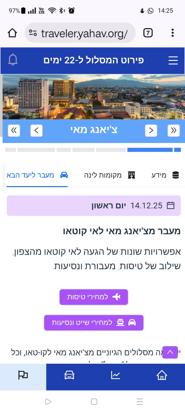 מידע על מעבר ליעד הבא